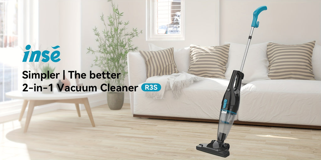 Corded Stick Vacuum Cleaner INSE R3S with Listed 400W Motor, 16kPa Suction, 3.75lb Weight and 6m Cord for Hardwood Floors, Low-Pile Carpet and Pet Hair