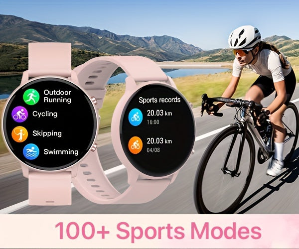 Pink Calling Smartwatch for Women with 1.39-Inch Full Touchscreen, Message Alerts, Step Distance and Calorie Tracking, 100+ Sports Modes for iPhone and Android