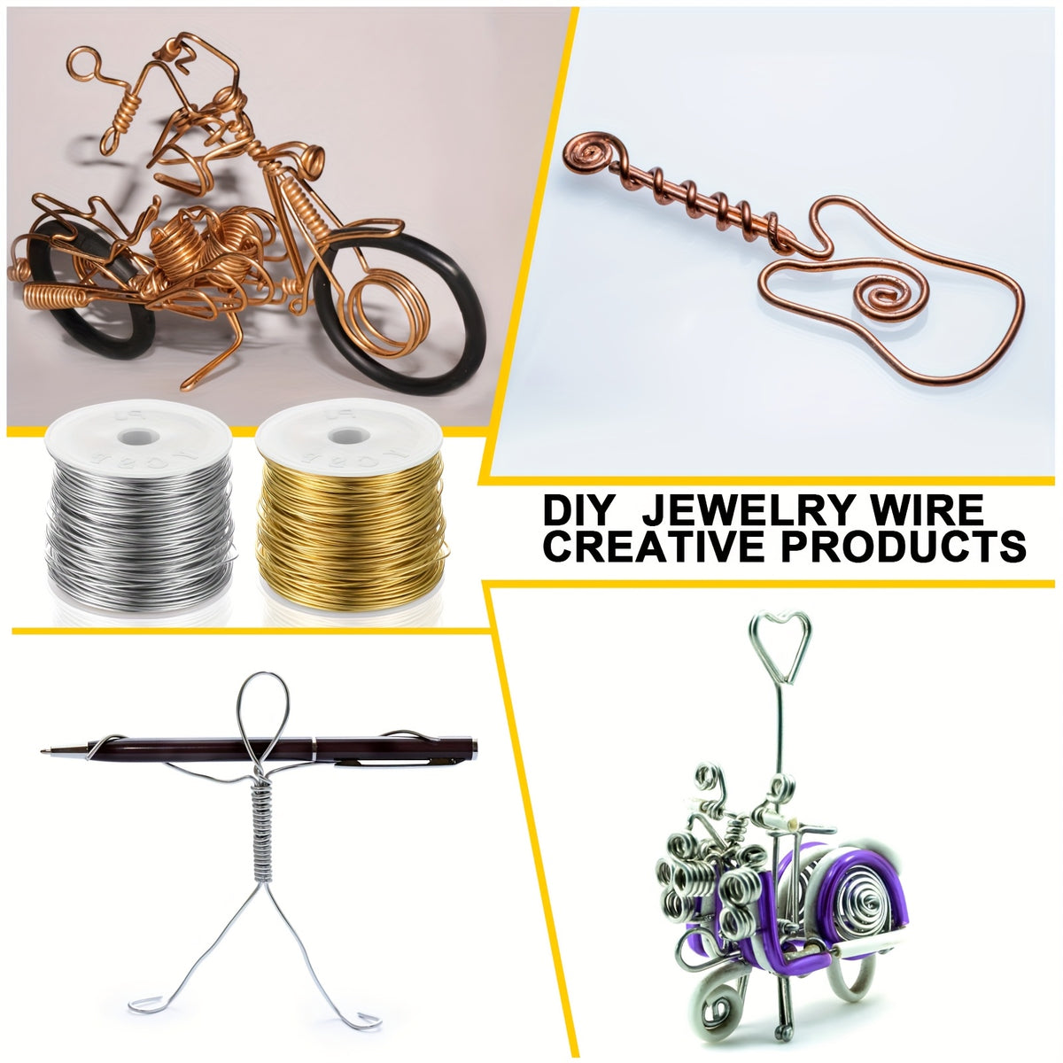 20 Gauge Jewelry Making Wire with Pliers, Two Gold-Tone and Silver-Tone Rolls for Decorative Beading, Wire Wrapping and Personalized Handmade Craft Projects