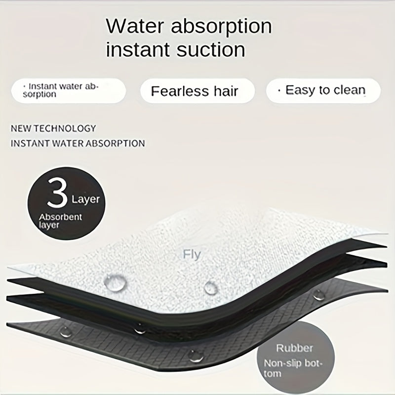 Quick-Dry Bath Mat, Soft Diatomite-Design Absorbent Bathroom Floor Accessory in Black, Blue or Pink with Three Sizes for Shower-Side, Tub-Side and Doorway Placement