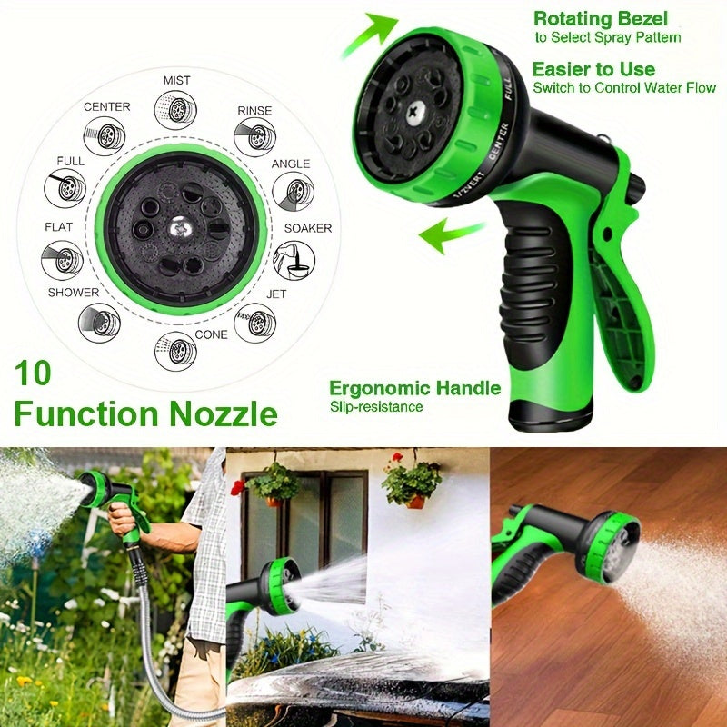 Flexible Garden Watering Hose with 25ft to 150ft Length Labels, Orange or Black Green and Selected Nozzle or Accessory Options for Lawn Care and Car Rinsing