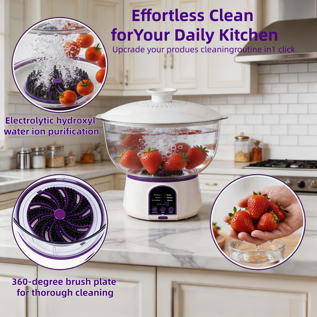 USB Rechargeable Fruit Vegetable Cleaner, Oversized Portable Food Purifier with Multi-Battery Design for Long Endurance, High-Efficient Produce Washer for Home, Picnic and Travel, Stylish Kitchen Gadget, Gift for Mom