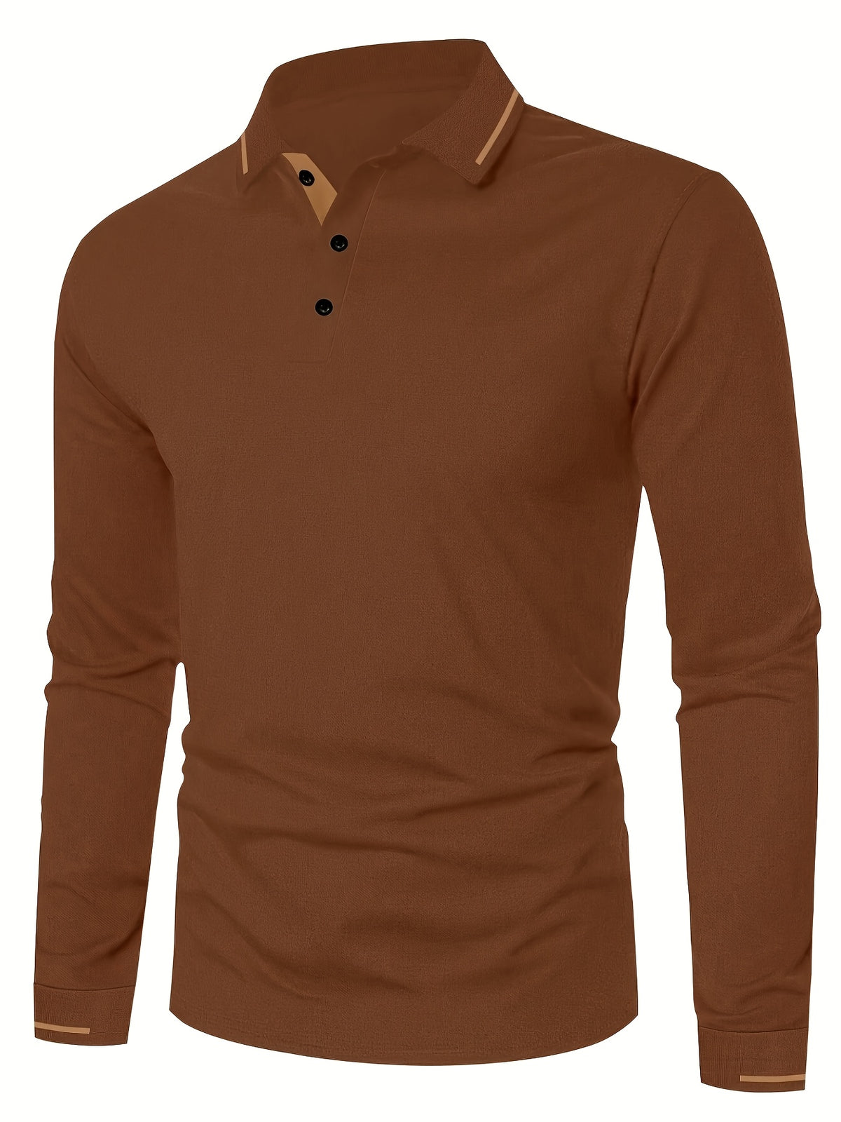 Men's Long Sleeve Polo Shirt, 100% Polyester with Slight Stretch, Regular Fit and Rib-Knit Details for Casual Golf and Spring-Fall Outfits