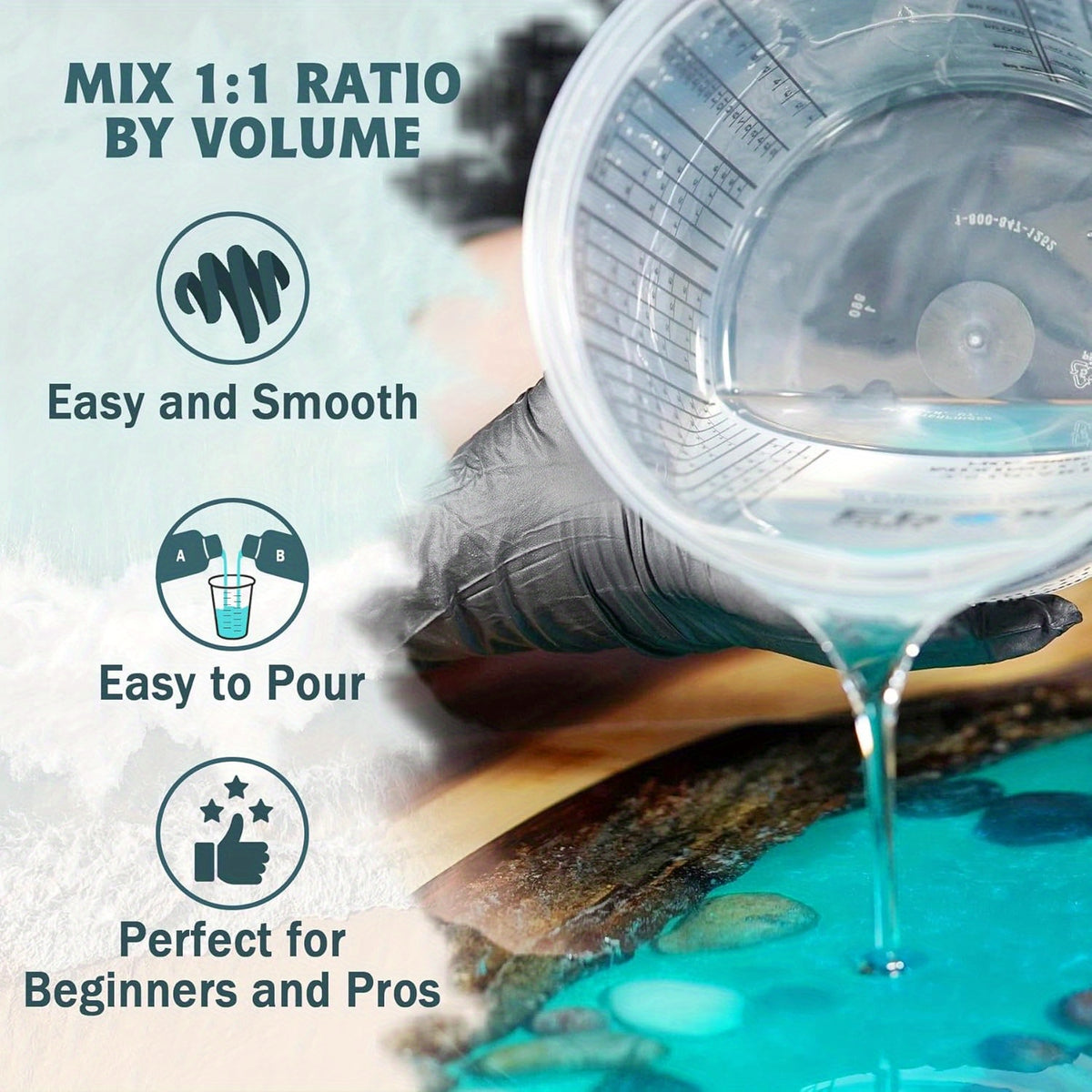 Epoxy Resin Kit by JANCHUN with Clear Gloss Finish and Listed 1:1 Volume Mixing, Four Capacity Options for Decorative Casting, Jewelry and Art Coating Projects