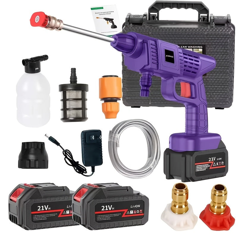 Cordless Pressure Cleaner with Single or Dual Rechargeable Battery Options, Foam Nozzle Reference and Multiple Color Labels for Car Care and Outdoor Cleanup