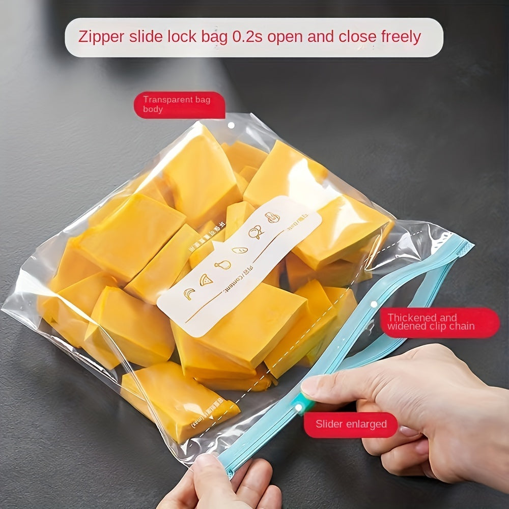 Reusable Zipper Food Storage Bags for Fresh Produce, Fruit and Kitchen Organization, with Small, Medium, Large and 20 or 30-Piece Selection Labels