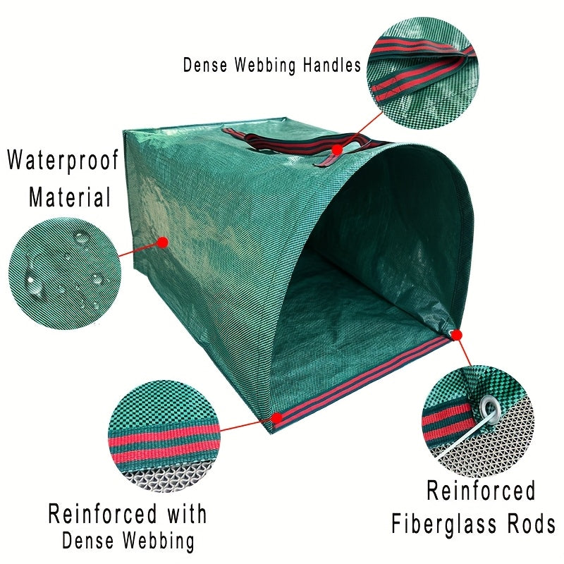 Reusable Yard Waste Bag with Listed 53-Gallon Capacity and Water Spray Gun, PP Woven Garden Leaf Collection Bag with Handles and Flexible Opening Hoop