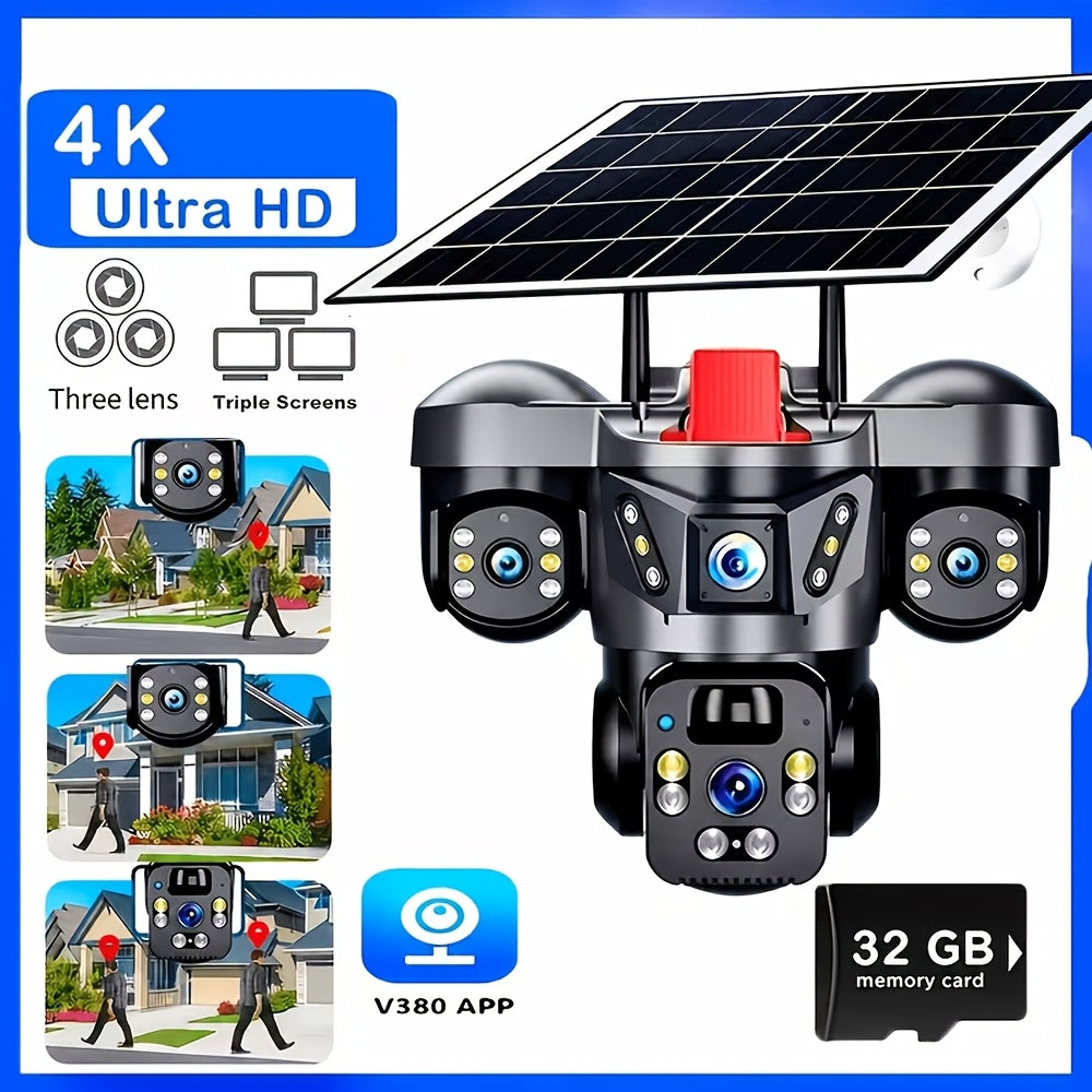 355° PTZ Outdoor Security Camera with 2.4GHz WiFi, Color Night Vision, PIR Sensor, Auto Tracking and Two-Way Audio, Solar and 4K-Labeled Options