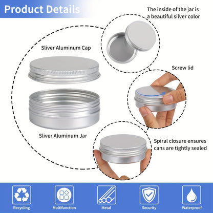 Aluminum Tins with Screw Lids, Round Refillable Metal Storage Containers in 45-Pack 4oz or 60-Pack 2oz Options for Craft and Sewing Supply Organization