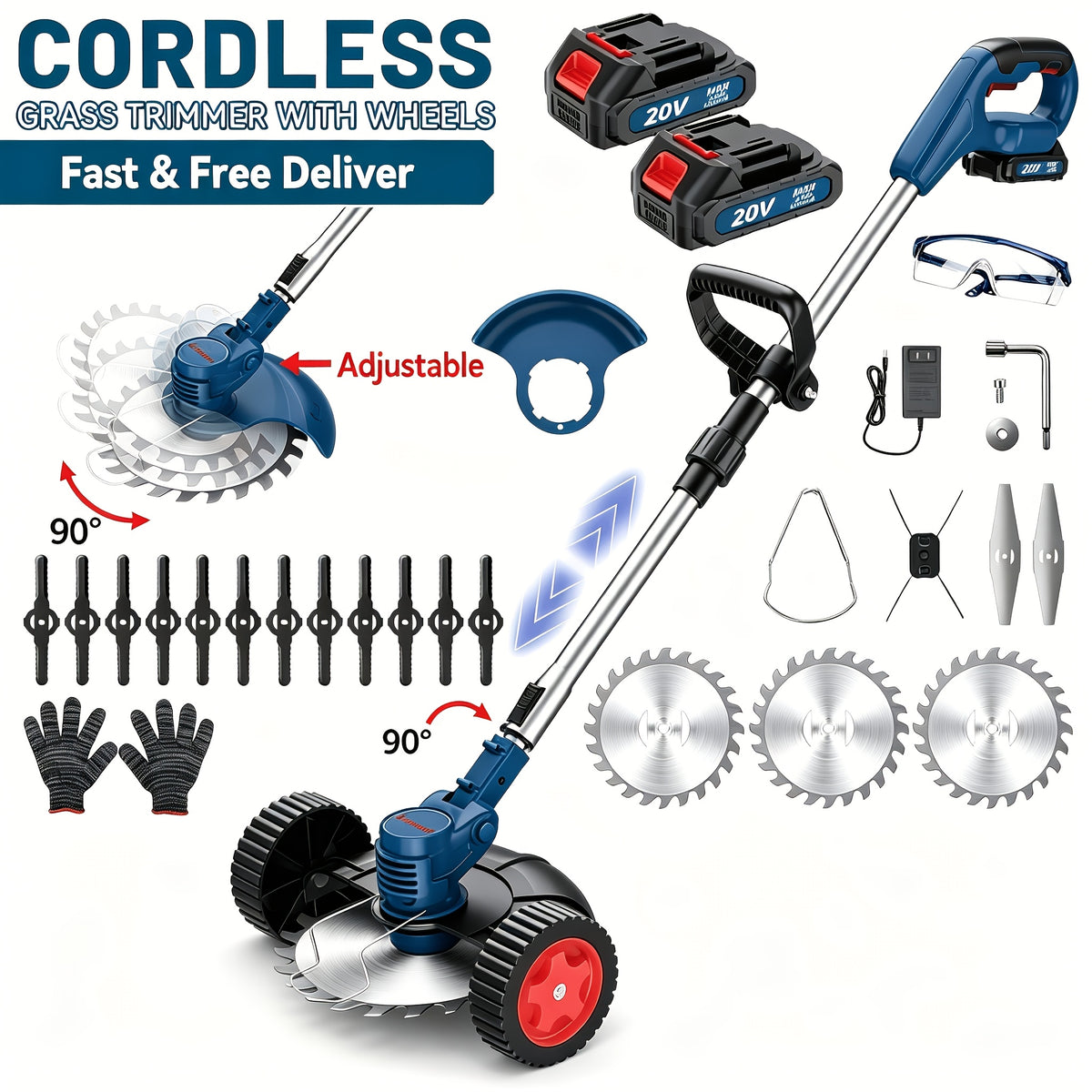 Cordless Electric Yard Weeder, Portable Lithium-Ion Battery Lawn and Garden Cutting Tool with Basic, Yellow or Purple One- and Two-Battery Options
