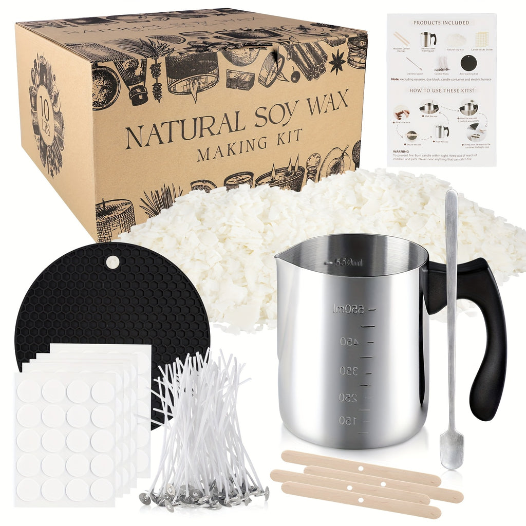 Soy Wax Bead Candle Making Set, 2LB Option with Listed 304 Stainless Steel Pouring Pot for Adult Beginner Container Candle Crafts and Handmade Gift Projects