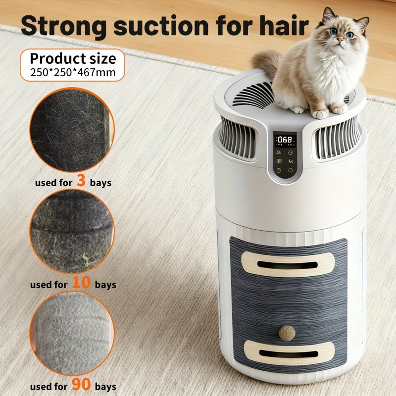Pet Air Filter with Cat Scratcher and Rest Platform, White Three-in-One Design with Listed Remote Control, Auto Mode and Pet Lock for Cat-Owner Homes
