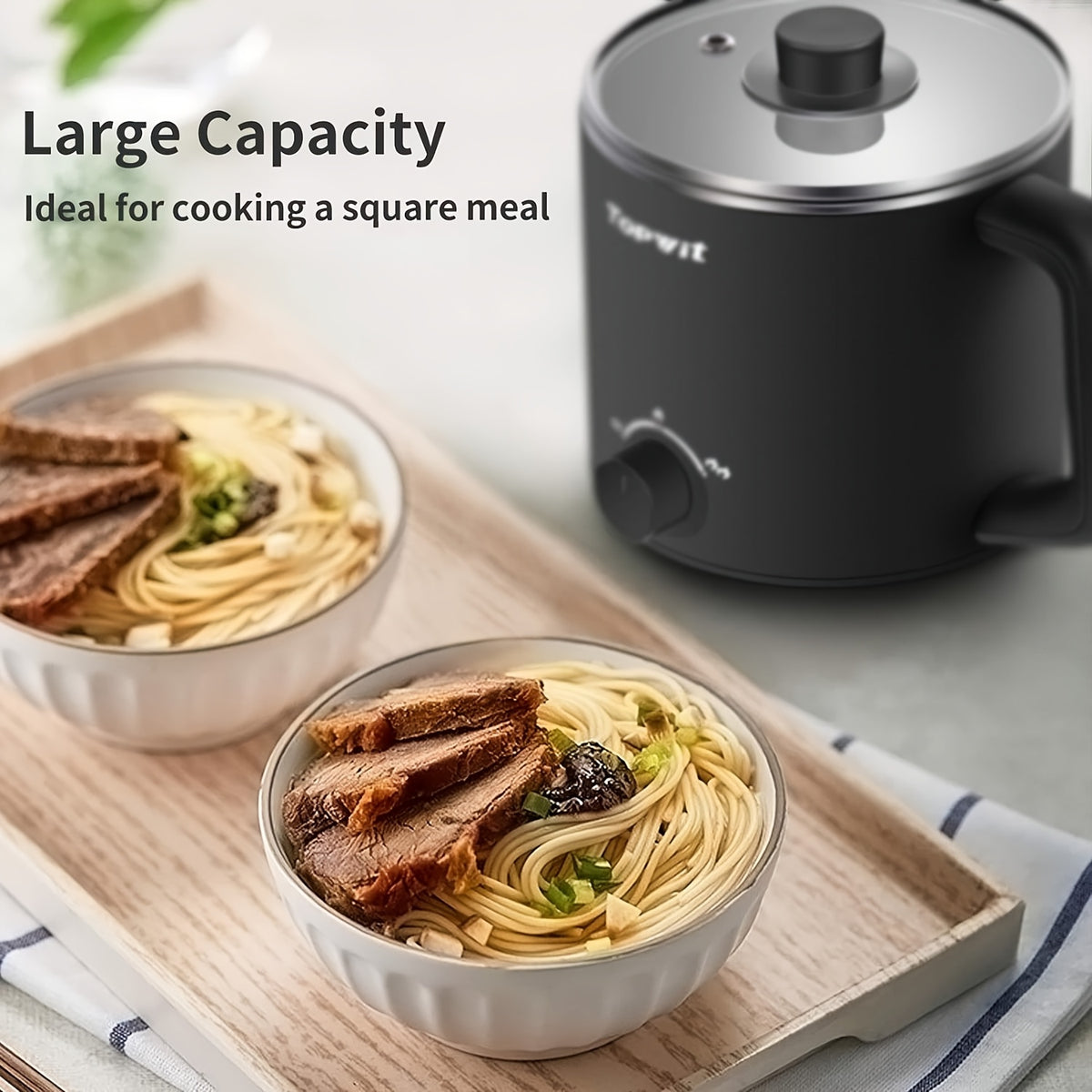Dual-Power Electric Hot Pot with Listed 50.72oz Capacity and Portable Nonstick Design, Black or Blue Noodle Cooker for Pasta, Soup, Eggs and Oatmeal Preparation