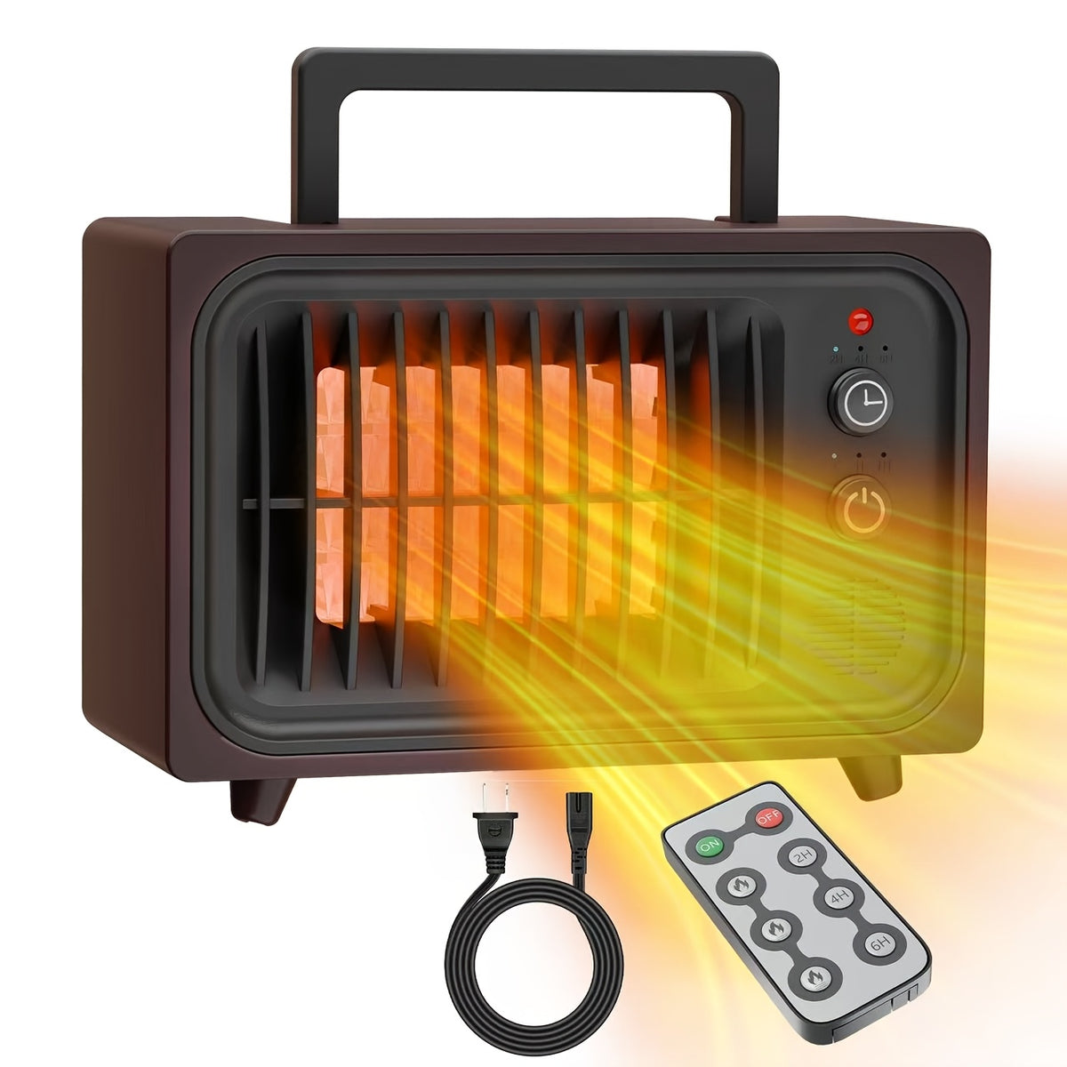 Red PTC Ceramic Heater Fan with Listed Three Modes, Small Electric Space Heater with Overheat and Tip-Over Shutdown Wording for Supervised Indoor Warmth
