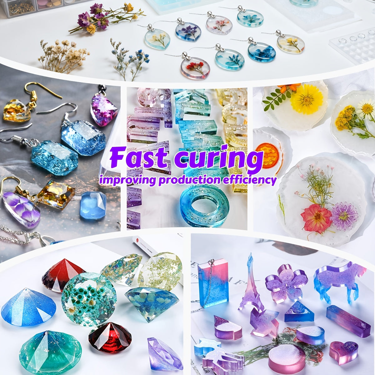 Resin Curing Lamp in Dark Violet with 96 or 144 LED One-Pack Options and USB Power Reference for Compatible Resin Jewelry Making and Mold Crafts