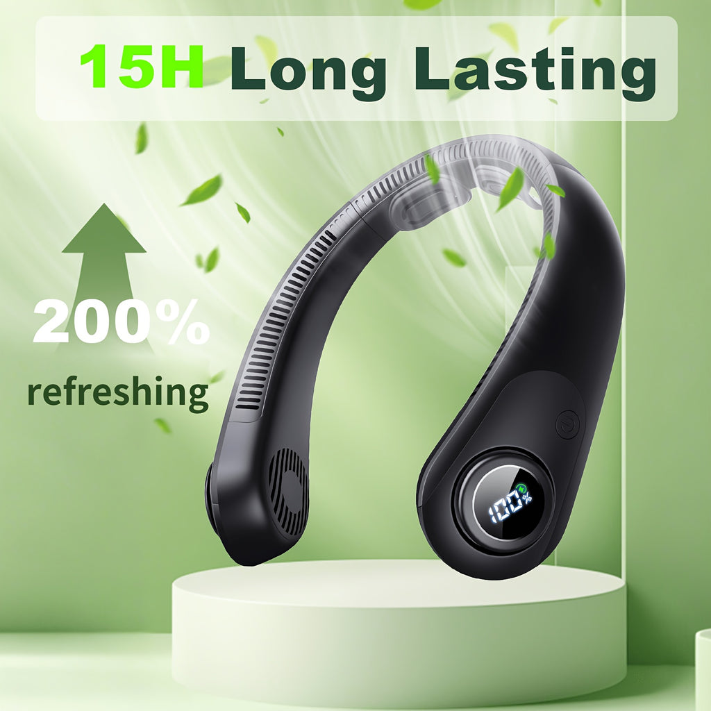Five-Speed Wearable Neck Fan FZX02, Hands-Free Personal Airflow for Indoor and Outdoor Use in Gray, Dark Blue, Blue, Green or Black for Daily Leisure