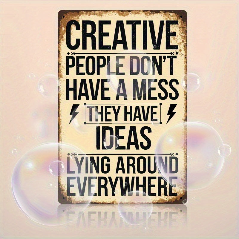 Creative People Metal Wall Sign, Retro 8 x 12 Inch Flat Iron Quote Plaque for Artist Studios, Writing Nooks, Craft Rooms and Home Office Decor
