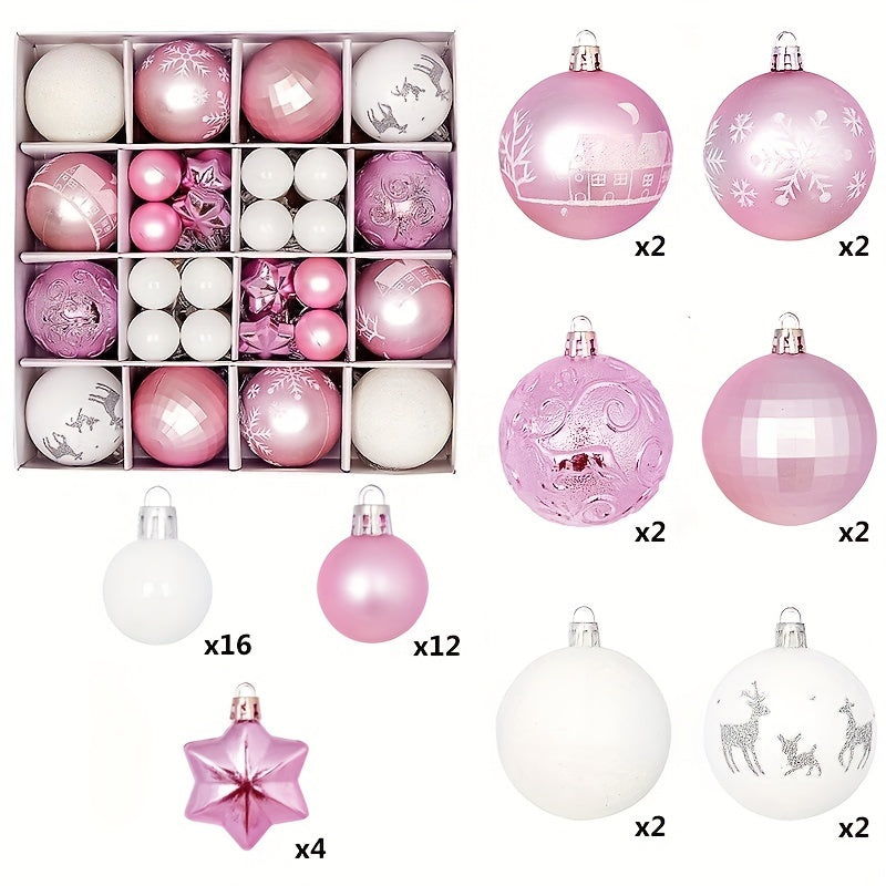 Christmas Ball Ornaments with Eight Color Theme Options, Listed 44-Piece Hanging Decoration Set for Coordinated Tree Styling, Window Displays and Holiday Parties