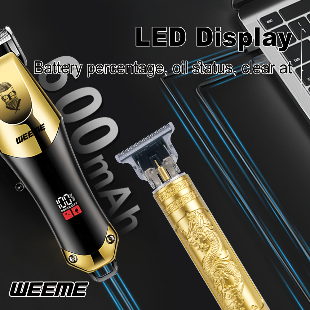 WEEME Hair Clipper and Beard Trimmer Set with USB-Rechargeable Wording, Battery Level Indicator and Comb Attachments, 810B2306C Option for Men's Home Grooming
