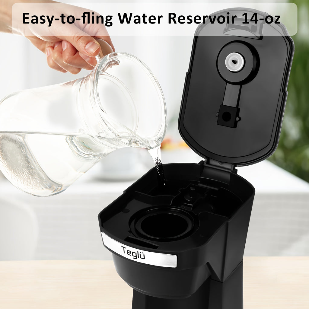 Single Serve Coffee Maker 2 in 1 for K Cup Pods & Ground Coffee, One-Button 2-Minute Brew, 6-14 oz Sizes, Auto Off, Compact for Office, Travel & Dorm, 4 Colors