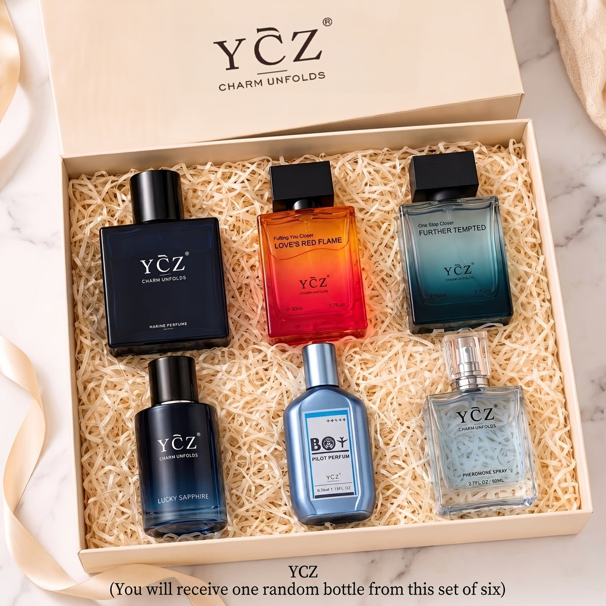 Men's Chypre Eau de Toilette with Listed Woody, Orange Blossom, Leather and Mahogany Notes, Random Single-Bottle and Model Options Plus Two-Piece Perfume Set