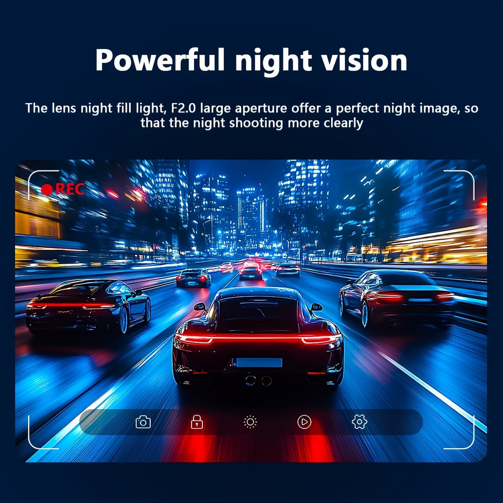 Dual or Triple Lens Dash Cam, Black Vehicle Camera with Listed 1080P Front and 720P Rear Recording, Loop Recording and G-Sensor References, Select 32G and Wi-Fi Options