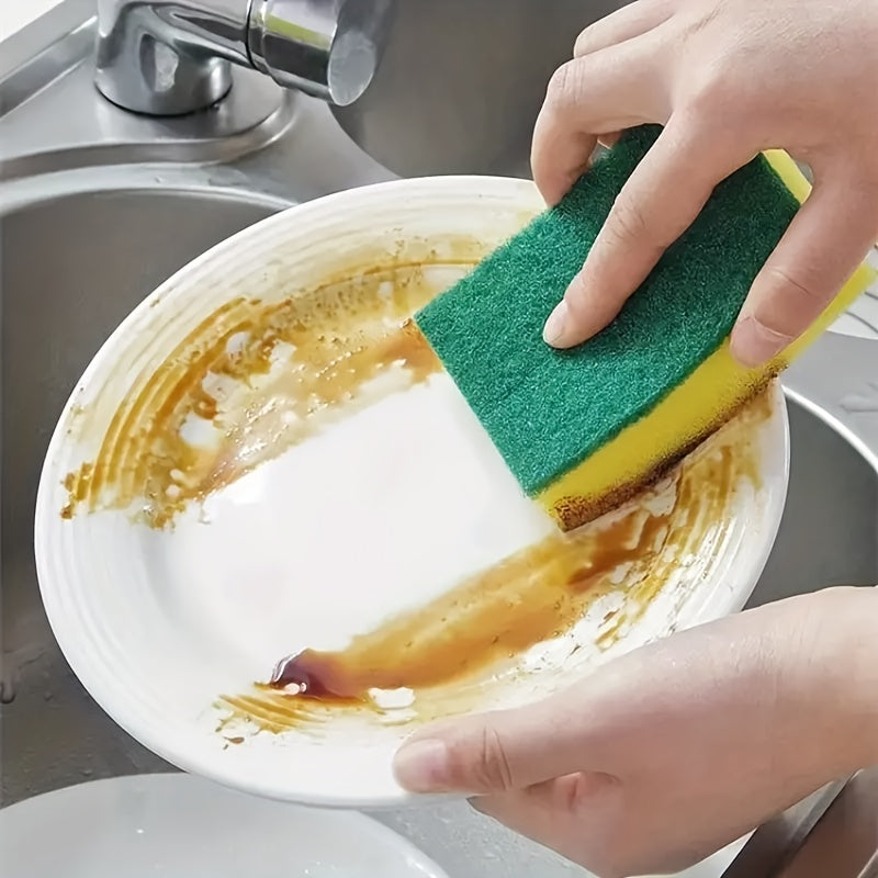 Kitchen Cleaning Sponges, 10 or 20-Piece Double-Sided Scouring Pad Packs with Absorbent Sponge Wipe Reference for Compatible Dishes and Household Surfaces