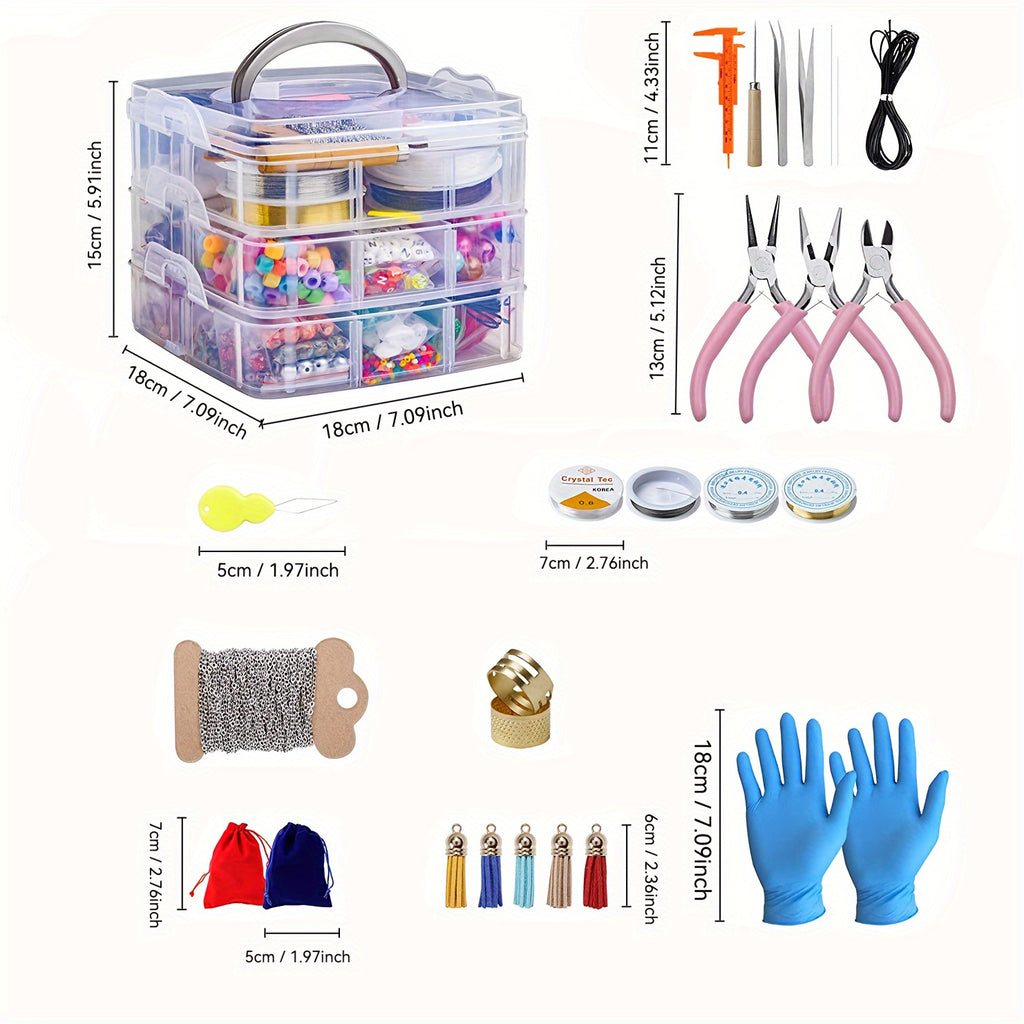 Beaded Jewelry Making Kit for Beginners, Listed 2456-Piece Assortment with Metal Accessories, Fringe and Crafting Tools for DIY Bracelets, Necklaces and Handmade Gifts