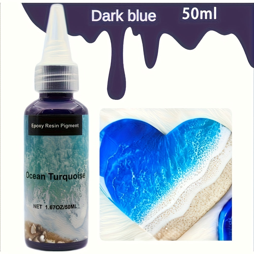 Ocean-Inspired Resin Pigment Set, White, Sea Blue and Deep Blue Oil-Based Colorants, 50ml Each for Ocean Wave Resin Art and Creative Craft Projects
