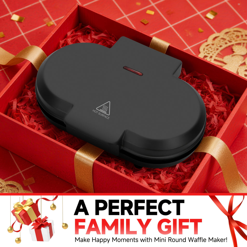 Double Mini Waffle Maker in Graphite, Listed 4-Inch Nonstick Waffle Iron and Chaffle Maker for Home Breakfasts, Brunch, Snacks and Dessert Preparation