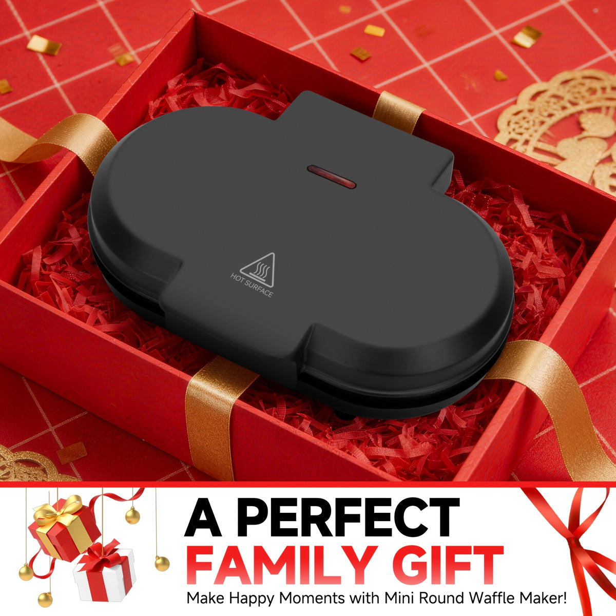 Double Mini Waffle Maker in Graphite, Listed 4-Inch Nonstick Waffle Iron and Chaffle Maker for Home Breakfasts, Brunch, Snacks and Dessert Preparation