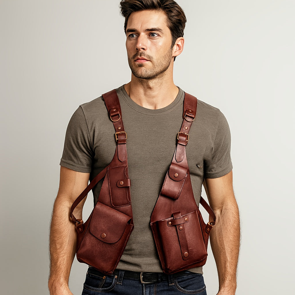 Retro PU Phone Crossbody Bag for Men and Women, Everyday Shoulder Bag in Red, Black, Coffee, Camel or Dark Camel for Casual Outfits and Weekend Outings