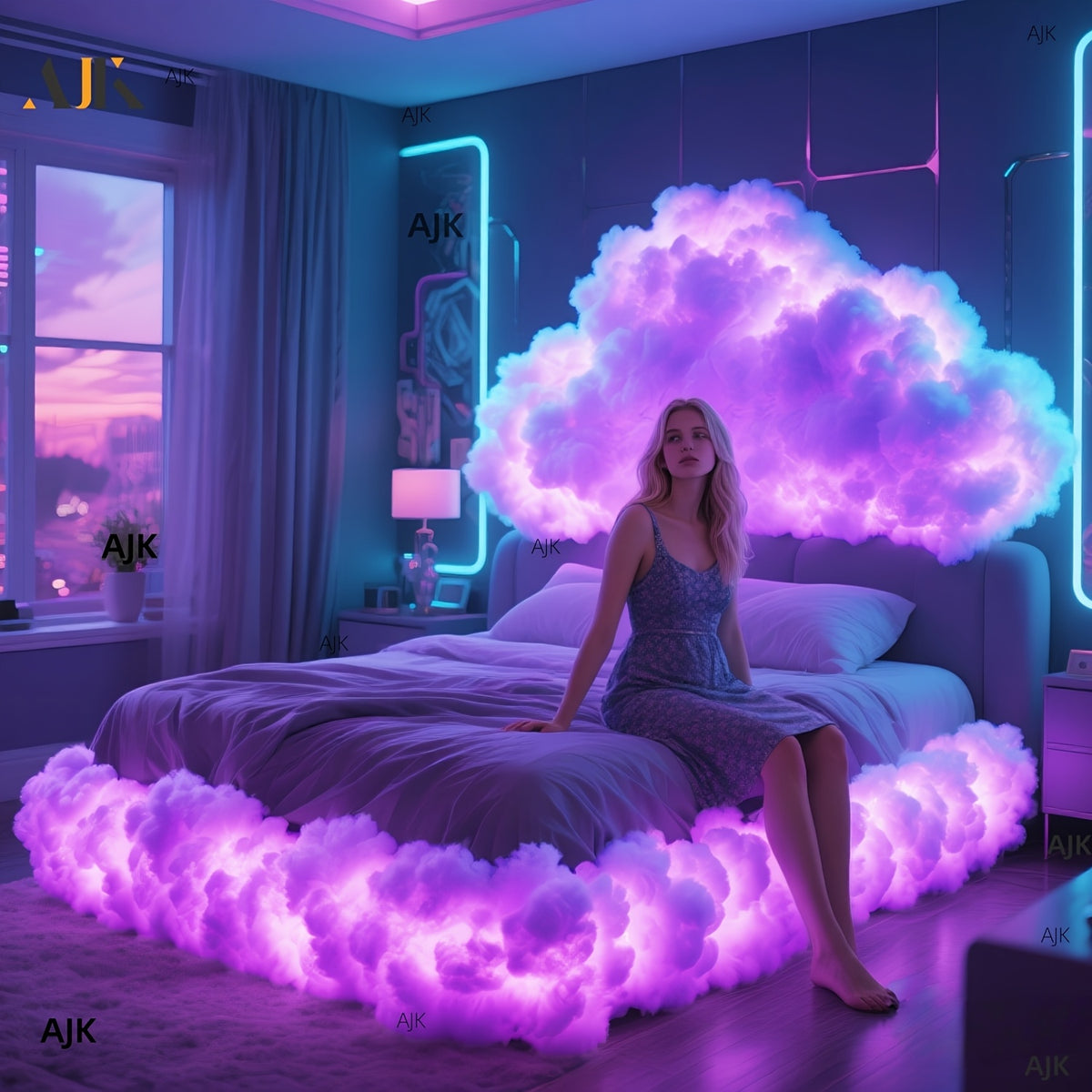 RGBIC Cloud Lamp String Lights with Listed Music Sync and Color-Changing Effects, 192.13-Inch DIY Decorative Lighting for Gaming Rooms, Bedrooms and Living Spaces
