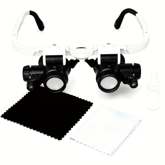 Dual-Head Magnifying Glass with 8X, 15X and 23X Magnification, Adjustable Ear Rests and Nose Pads for Hands-Free Electronics Repair, Watch and Jewelry Crafts