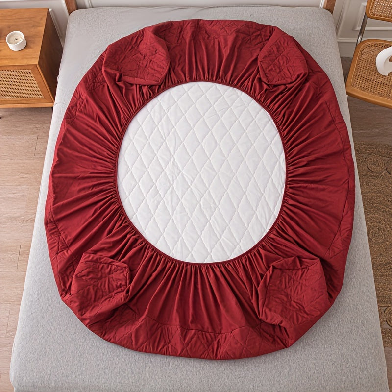 Rhomboid Pattern Mattress Protector, Single Thickened Fitted Bed Cover with Eleven Size Labels and Eight Color Options for Bedroom and Guest Room Bedding