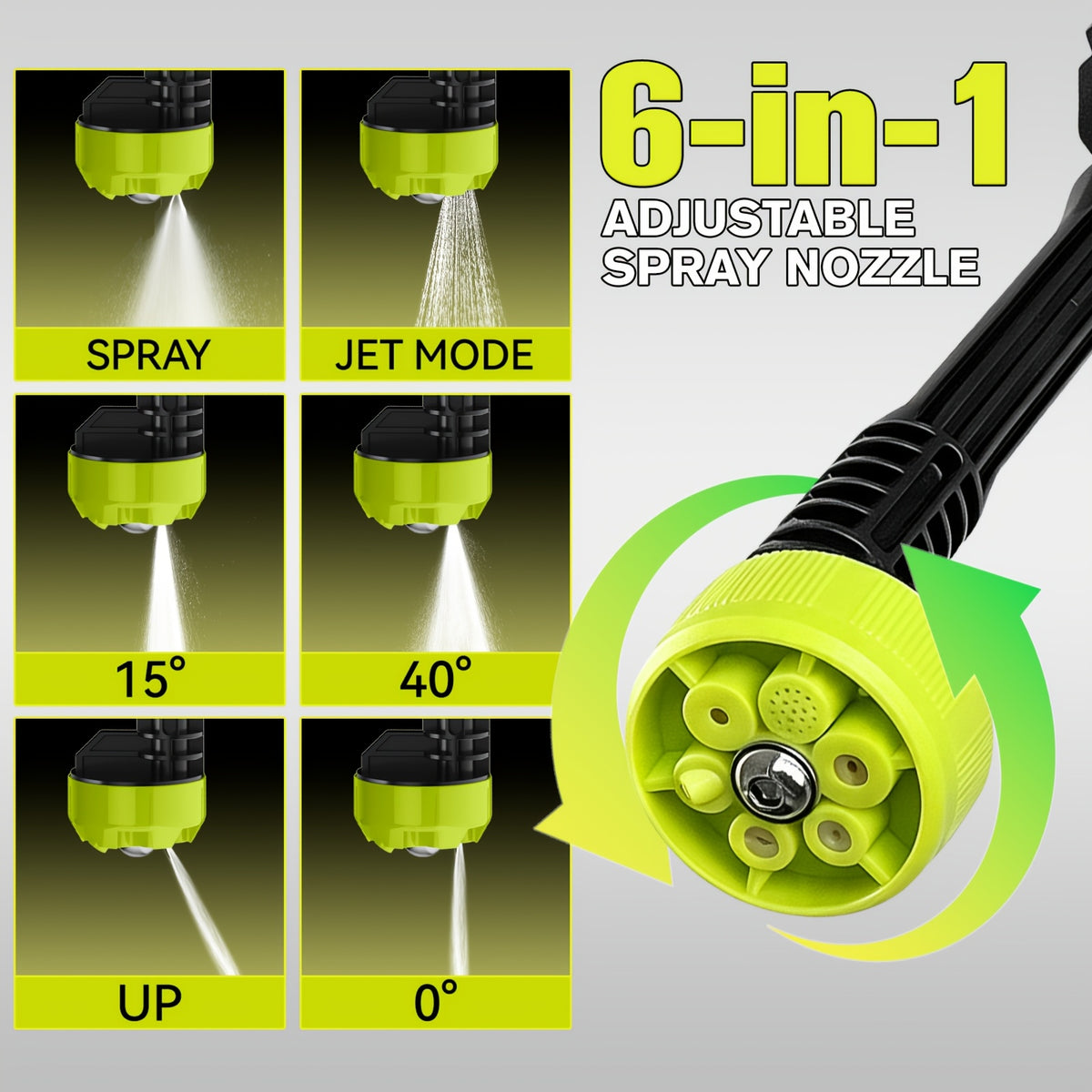 Battery-Powered Car Wash Cleaner with Adjustable Nozzle, Cordless Rechargeable Washing Tool for Yard and Garden Cleanup, One or Two Battery Packages