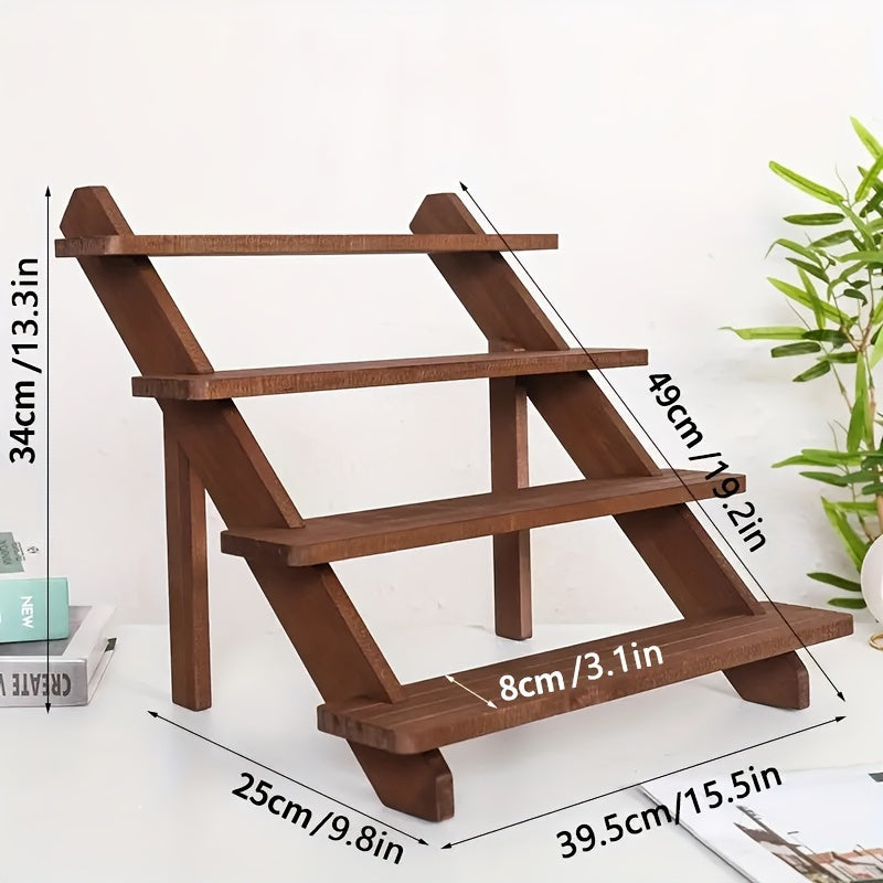 Wooden Display Stand with Vintage Styling, Three, Four or Five Tier Options for Jewelry, Packaged Desserts and Decorative Home or Retail Arrangements