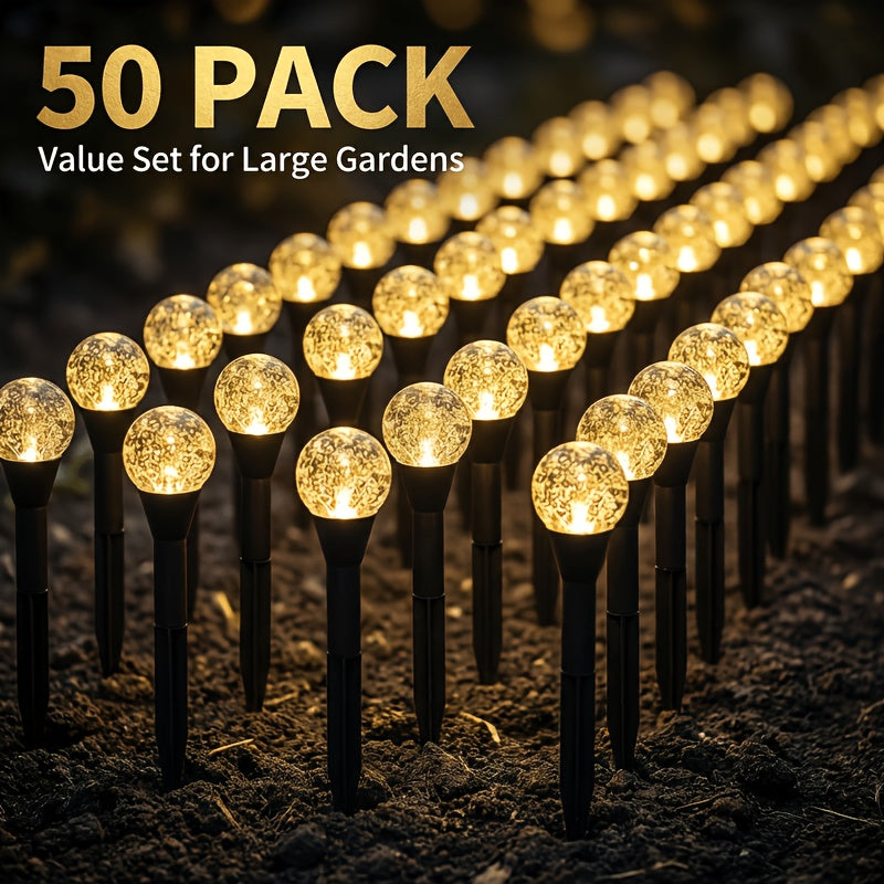 Solar Garden Accent Lights with 50-LED Style Labels, Colorful Floor Cushion, White Flame Star Ring or Warm Ground Spike Options for Yard and Holiday Decor