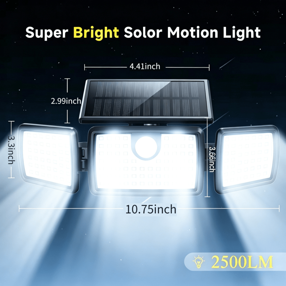 179-LED Solar Motion Sensor Lights with Three Adjustable Heads, Remote Control and Three Modes, Listed 2500 Lm Output in 2- or 4-Pack Options for Yard and Patio