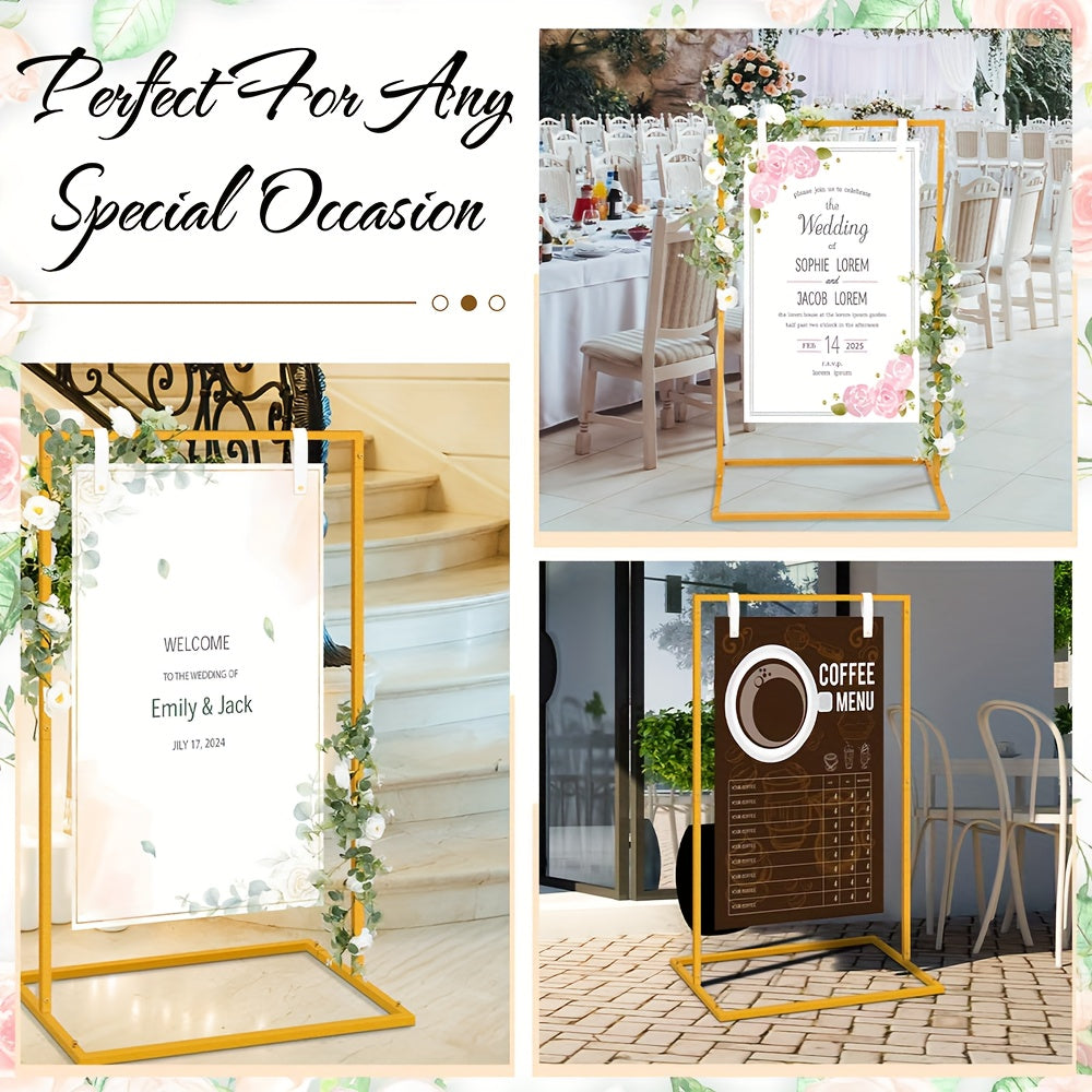 Wedding Backdrop Arch Frame with Metal Stand Options, Gold or White Two- and Three-Piece Selections plus Square Arch and Sign Display Styles for Party Decor