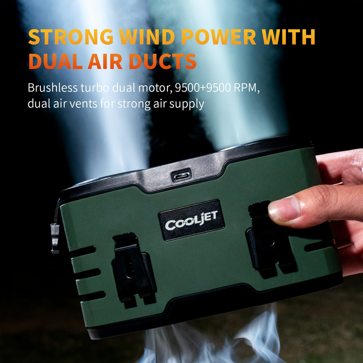 Wearable Waist Fan with Dual Air Ducts, 20000mAh Battery and 10 Speeds, USB-C Rechargeable HY-8022 with LED Light and Display for Camping, Fishing and Desk Use