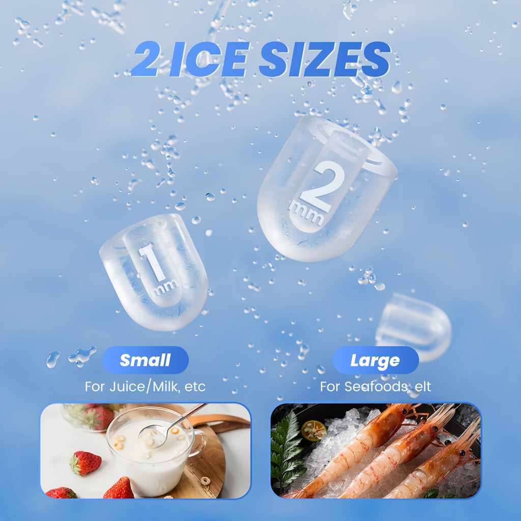 Compact Bullet Ice Maker, 9 Cubes in 6 Minutes and 26.5 lbs Daily Output, Self-Cleaning Ice Machine with Basket and Scoop for Home, Parties and RV Use