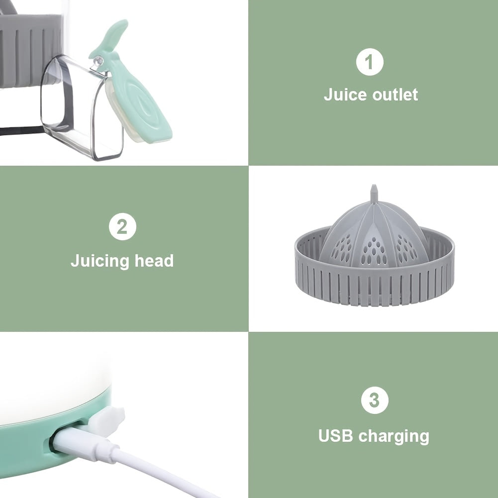 USB Rechargeable Electric Citrus Juicer, Portable Automatic Juicer for Oranges, Lemons, Grapefruits and Kiwi, Cordless Kitchen Gadget with 2 Cleaning Brushes for Fresh Juice at Home, Office and Travel