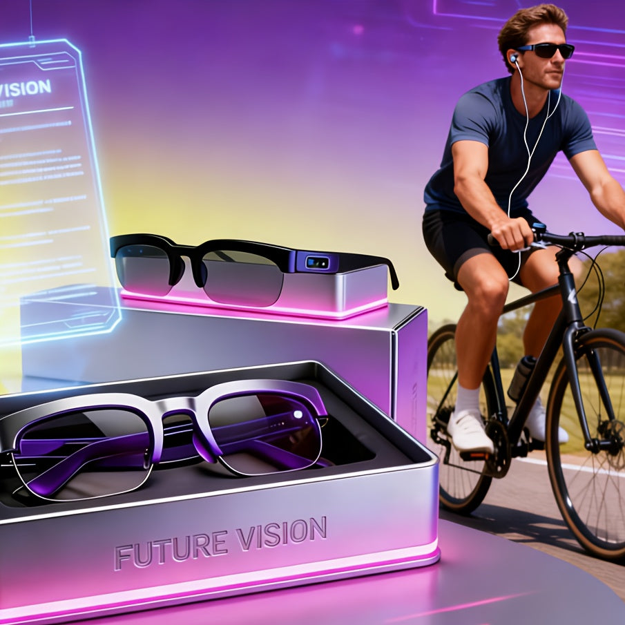 Hands-Free Translation Glasses with Listed AI Real-Time Language Translation, Audio System and Built-In Microphone for Travel Conversations and Office Use