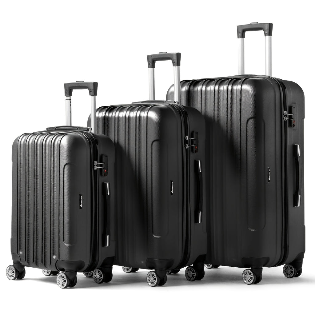 3-Piece Luggage Set with 20, 24 and 28-Inch Suitcases, Lightweight Scratch-Resistant Travel Cases for Vacation Packing with Multiple Color and Lock Options
