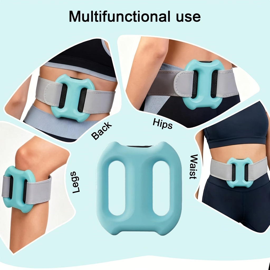 Electric Double-Ring Massager in Blue with Adjustable Belt and Listed Yoga Resistance Band, Fascia Roller Tool for Instruction-Guided Adult Personal Care
