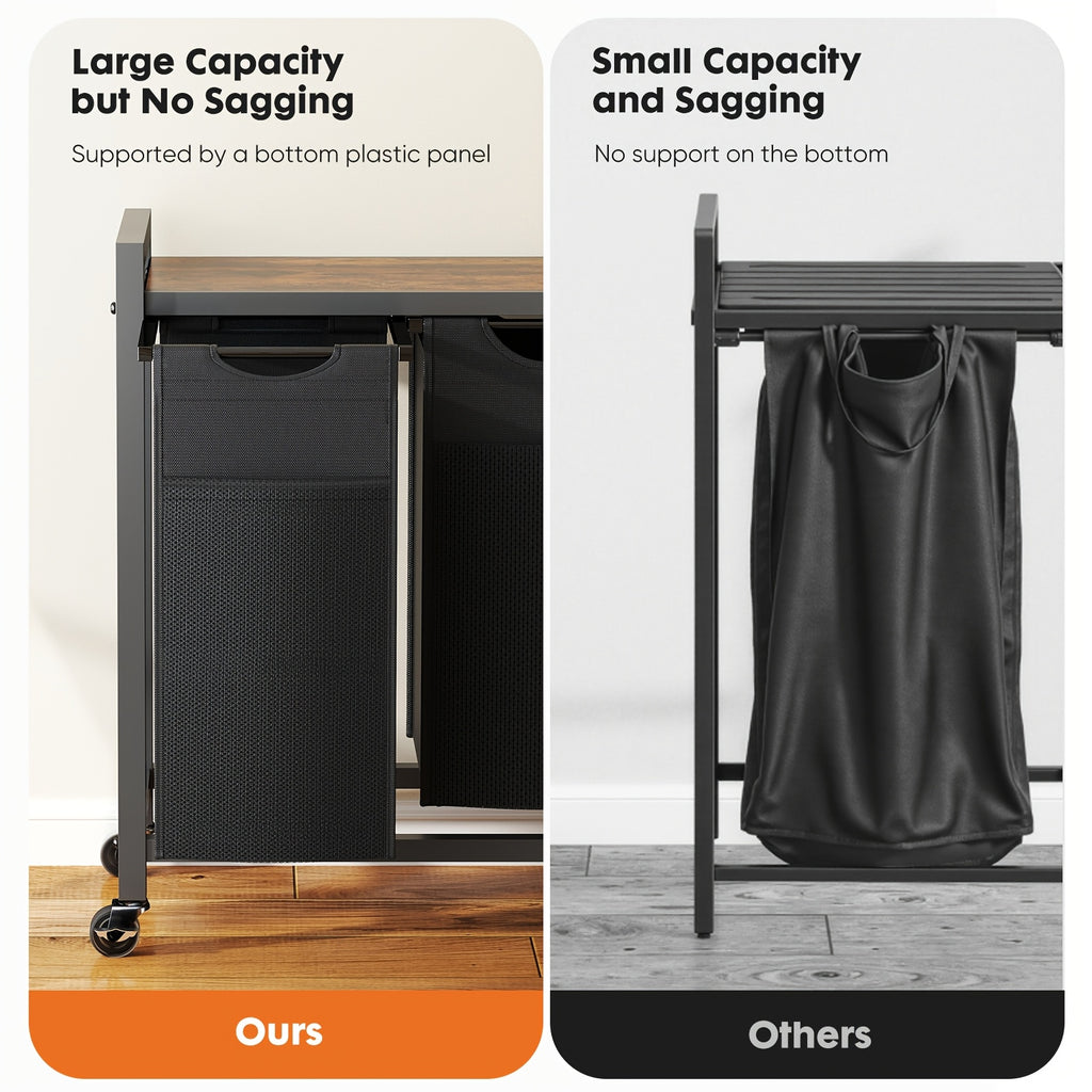 Rolling Laundry Sorter Cart with Pull-Out Removable Bags and Lockable Wheels for Bedroom, Bathroom and Laundry Room, 20 to 44 Inch Model Options