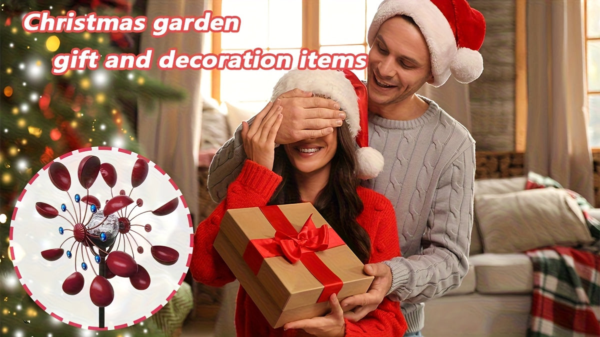 Garden Wind Spinner with Solar Multicolor LED Light, Metal Pinwheel Yard Decor with Listed 72-Inch Size and Red, Bronze, Blue or Butterfly Design Options