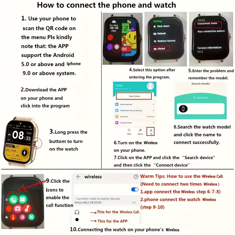 1.83-Inch Full Touchscreen Smart Watch with USB Rechargeable 180mAh Battery, Multi-Sport Modes and Remote Camera Functions, Golden or Silvery Silicone Strap Options