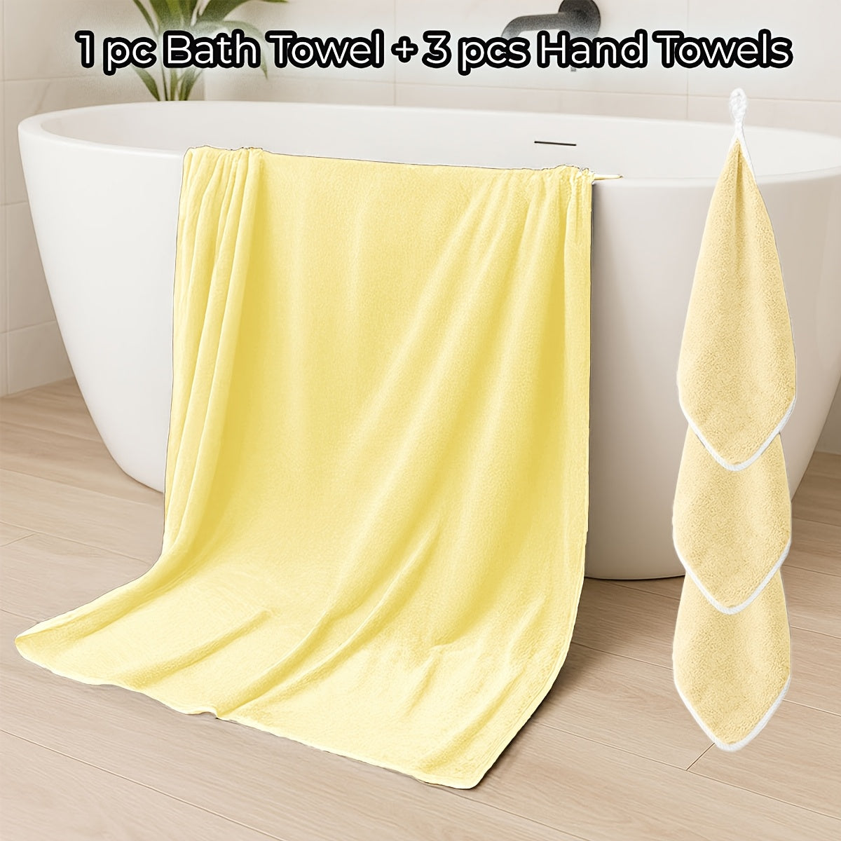Four-Piece Mixed-Size Towel Set with One Listed Extra-Large Towel and Three Hand Towels, Eight Letter-Coded Options for Bathroom and Everyday Home Routines